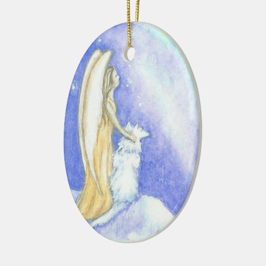 Engel und Wolf-Aurora Borealis Keramik Ornament (Links)