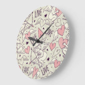 Engel, Valentinstag, Liebe Muster. Große Wanduhr (Winkel)