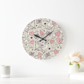 Engel, Valentinstag, Liebe Muster. Große Wanduhr (Zuhause)