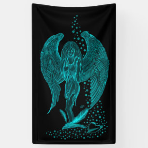 Engel verloren in Liebe, Schwarz und Grün Design Banner