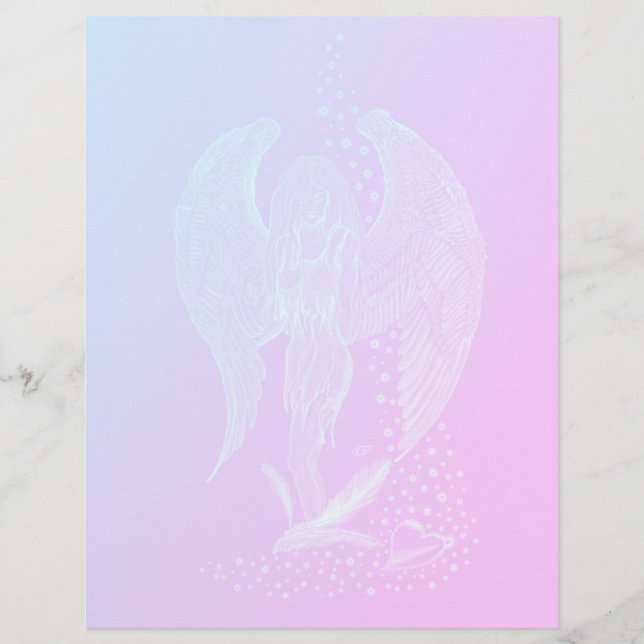 Engel verloren in Liebe, Schwarz und Grün Design Briefbogen (Vorderseite)