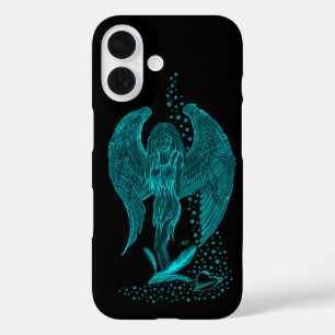 Engel verloren in Liebe, Schwarz und Grün Design iPhone 16 Hülle