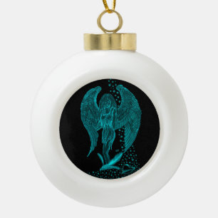 Engel verloren in Liebe, Schwarz und Grün Design Keramik Kugel-Ornament