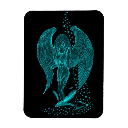 Engel verloren in Liebe, Schwarz und Grün Design Magnet (Vertikal)