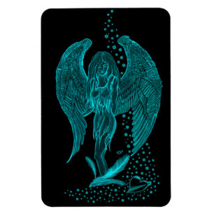Engel verloren in Liebe, Schwarz und Grün Design Magnet