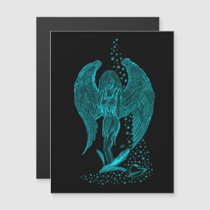 Engel verloren in Liebe, Schwarz und Grün Design Magneteinladung