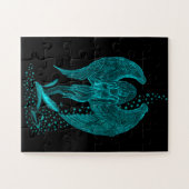 Engel verloren in Liebe, Schwarz und Grün Design Puzzle (Horizontal)