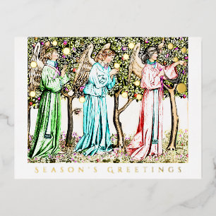 Engel Vintage-Blumen-Remix Echt Folien Feiertagspostkarte