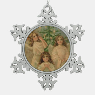 Engel Vintage viktorianisches Kunst-Schneeflocken- Schneeflocken Zinn-Ornament