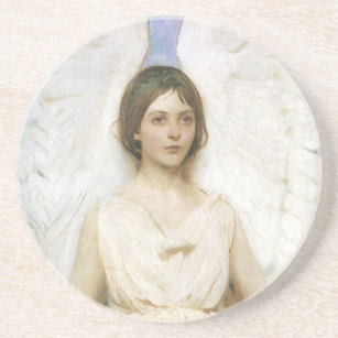 Engel von Abbott Thayer, Vintage Viktorianische Ku Sandstein Untersetzer