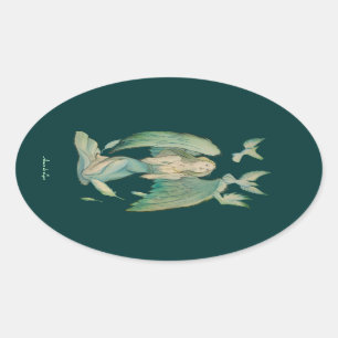 Engel von Frieden 2 Ovaler Aufkleber