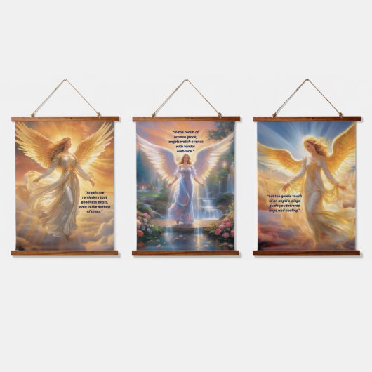 Engel Wandteppich Mit Holzrahmen (Dreifach)
