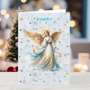 Engel Weihnachtssegen Fügen Sie Unterschrift Relig Feiertagskarte