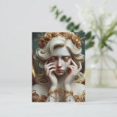 Engel weinend goldene Tränen Postkarte (Stehend Vorderseite)