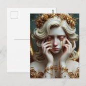 Engel weinend goldene Tränen Postkarte (Vorne/Hinten)