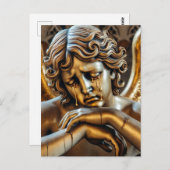 Engel weinend goldene Tränen Postkarte (Vorne/Hinten)