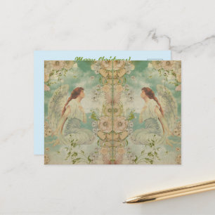 Engel Weiße Blumen Blauer Himmel  Postkarte