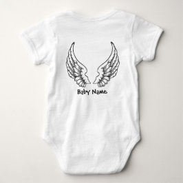 Engel Wings Baby-Namensbodysuit-Schwarzes Baby Strampler