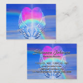Engel Wings Regenbogen-Herz Visitenkarte (Vorne/Hinten)