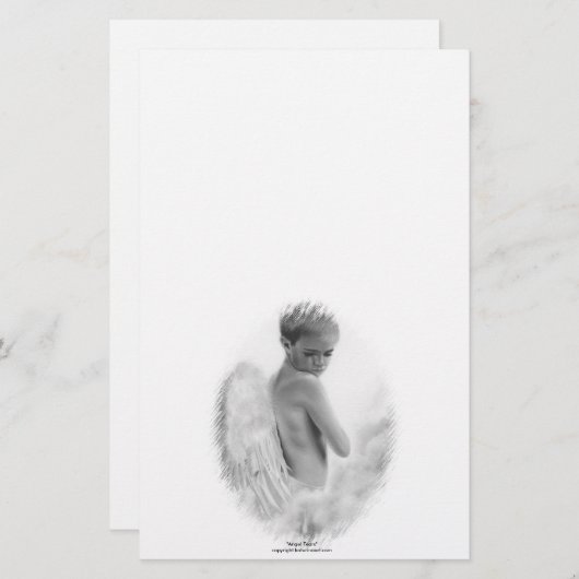 Engel zerreißt Briefpapier (Vorne/Hinten)