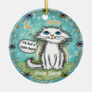 Engel zerzaustes Katze Keramik Ornament