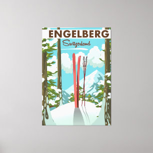 Engelberg Schweiz Ski-Poster  Leinwanddruck