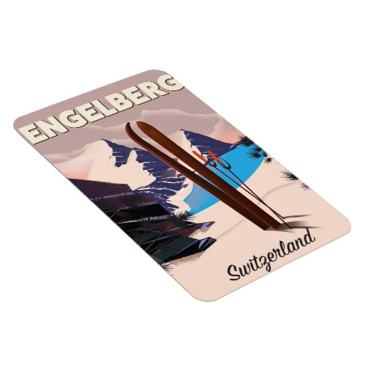 Engelberg Schweiz Skifahrplakat Magnet (Rechte Seite)