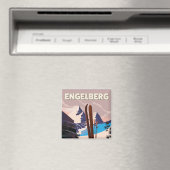 Engelberg Schweiz Skifahrplakat Magnet (In Situ (Geschirrspüler))