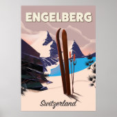 Engelberg Schweiz Skifahrplakat Poster (Vorne)