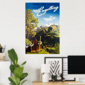 Engelberg, Schweiz, Skiplakat Poster (Heimbüro)