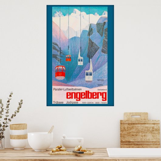 Engelberg Schweiz, Skiposter Poster (Küche)