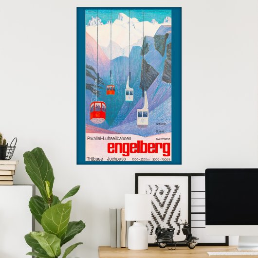 Engelberg Schweiz, Skiposter Poster (Heimbüro)