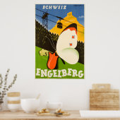 Engelberg, Schweiz, Skiposter Poster (Küche)
