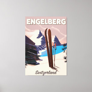 Engelberg Schweiz Skireiseplakat Leinwanddruck