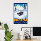 Engelberg Schweiz Vintage-Skiposter - gerahmt Poster (Heimbüro)