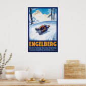 Engelberg Schweiz Vintage-Skiposter - gerahmt Poster (Küche)