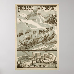 Engelberg Wintersport,Schweiz,Ski Plakat