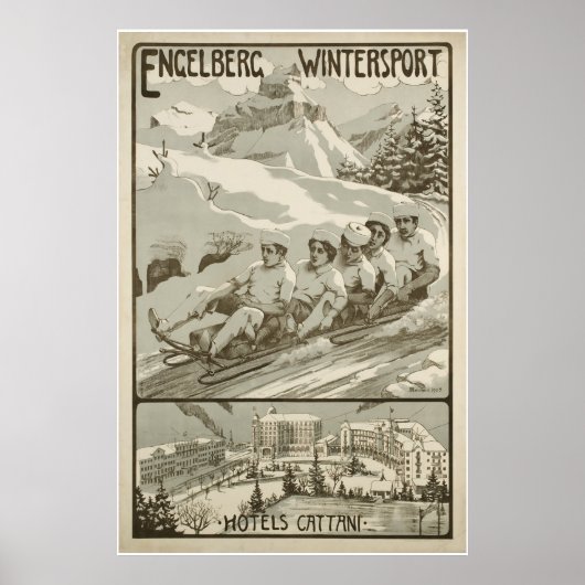Engelberg Wintersport, Schweiz, Skiposter Poster (Vorne)
