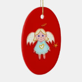 Engelchen auf Rot Keramikornament (Rechts)