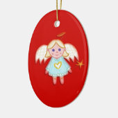 Engelchen auf Rot Keramikornament (Links)
