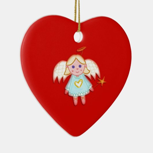 Engelchen auf Rot Keramikornament (Rechts)