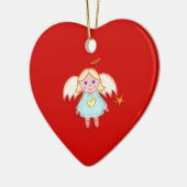 Engelchen auf Rot Keramikornament (Links)