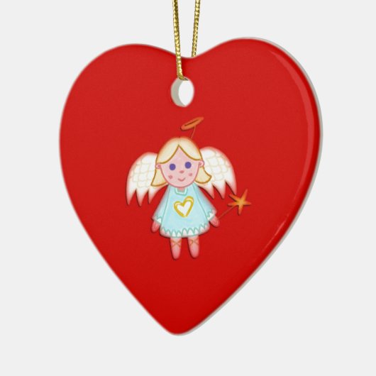 Engelchen auf Rot Keramikornament (Links)