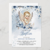 Engelchen des kleinen Jungen und staubiger blühend Einladung (Vorne/Hinten)