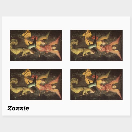 Engelchor von Simon Marmion, Kunst der Renaissance Rechteckiger Aufkleber (Blatt)