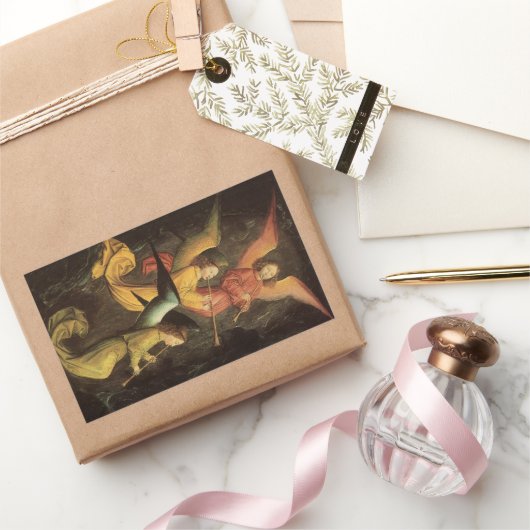 Engelchor von Simon Marmion, Kunst der Renaissance Rechteckiger Aufkleber (Schenken)