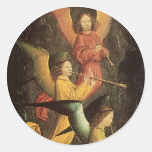 Engelchor von Simon Marmion, Kunst der Renaissance Runder Aufkleber