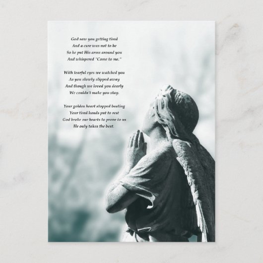 Engelgebet-Beileid-Karten Postkarte (Vorderseite)