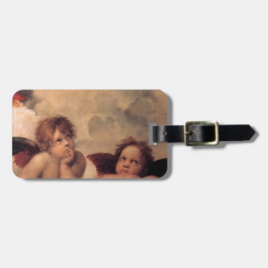 Engelglaube Raphael Vintages altes Gemälde Segen Gepäckanhänger (Vorderseite horizontal)