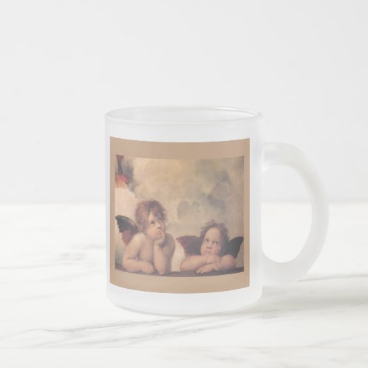 Engelglaube Raphael Vintages altes Gemälde Segen Mattglastasse (Rechts)